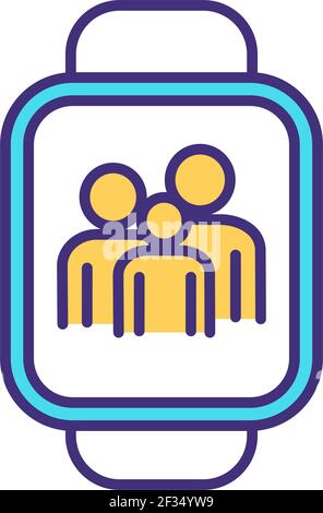 Staying connect with family RGB color icon Stock Vector