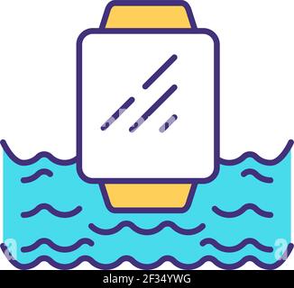 Water-resistant smartwatch RGB color icon Stock Vector