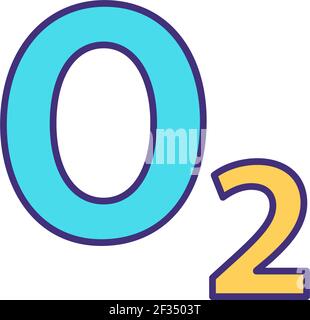 Oxygen chemical formula O2 Air contour outline icon black color vector ...