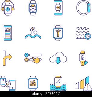 Smart watch RGB color icons set Stock Vector