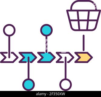 Customer journey mapping RGB color icon Stock Vector