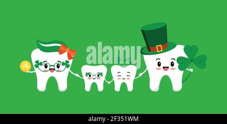 St Patrick day teeth family together isolated. Stock Vector