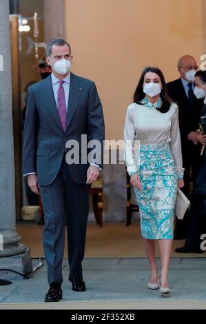 Madrid, Spain. 15th Mar, 2021. KING FELIPE VI and QUEEN LETIZIA of Spain attend the delivery of Accreditation of the 9th edition of 'Honorary Ambassadors of the Spain Brand' at El Pardo Royal Palace in Madrid, Spain. Credit: Jack Abuin/ZUMA Wire/Alamy Live News Stock Photo