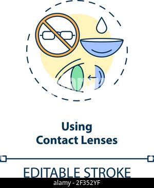 Using contact lenses concept icon Stock Vector