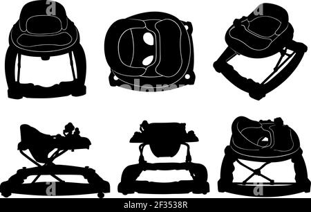 Set of baby walkers isolated on white Stock Vector