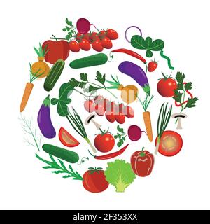 Vegetables healthy design illustration useful for banners , editable colors and scalable to any size Stock Vector