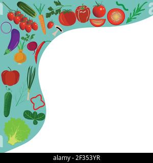 Vegetables healthy design illustration useful for banners , editable colors and scalable to any size Stock Vector