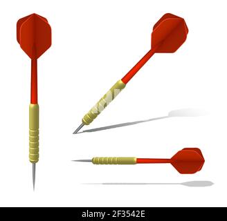 red dart arrow in realistic style. Equipment for sports competitions of darts. Vector Stock Vector