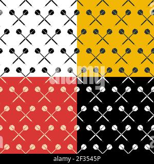 set of seamless patterns with dart arrow. Equipment for sports competitions of darts. Ornament for decoration and printing on fabric. Design element. Stock Vector