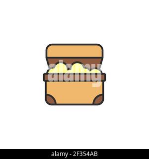 opened treasure chest outline icon linear style sign for mobile concept and web design pirates Stock Vector