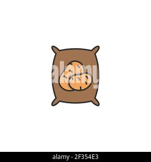 potatoes sack vector icon filled flat sign for mobile concept and web design bag of potato glyph Stock Vector