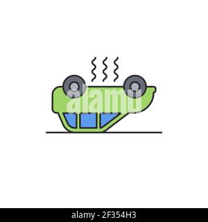 overturned car vector icon filled flat sign for mobile concept and web design car accident glyph Stock Vector