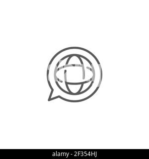 translation globe line icon outline vector sign linear style pictogram isolated on white symbol Stock Vector