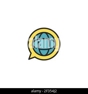 translation globe line icon outline vector sign linear style pictogram isolated on white symbol Stock Vector