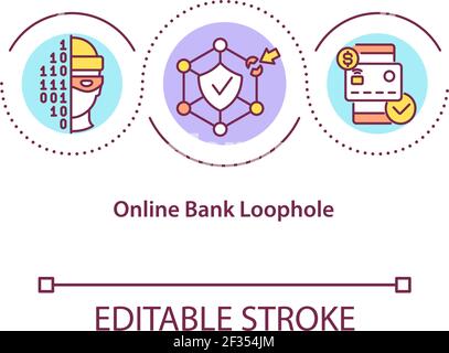 Online bank loophole concept icon Stock Vector