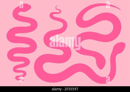 Snake Simple Silhouette Graphic Set Stock Vector