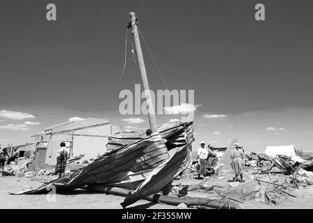 JOHANNESBURG, SOUTH AFRICA - Mar 13, 2021: Johannesburg, South Africa - October 04 2011: Tornado Damaged Homes in a small South Africa Township Stock Photo