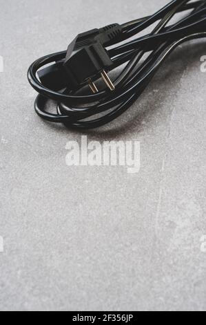 A closeup shot of black power cable Stock Photo