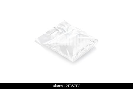 Blank white die-cut small plastic bag with handle hole mockup, 3d  rendering. Empty polyethylene parcel with food mock up, isolated, side  view. Clear s Stock Photo - Alamy