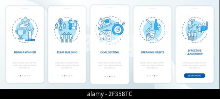Motivational content types onboarding mobile app page screen with concepts Stock Vector
