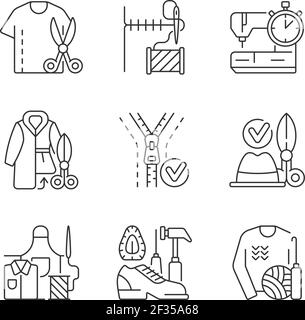 Sewing linear icons set Stock Vector