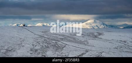 Looking over to Ben Lomond covered in snow from the Campsie Fells