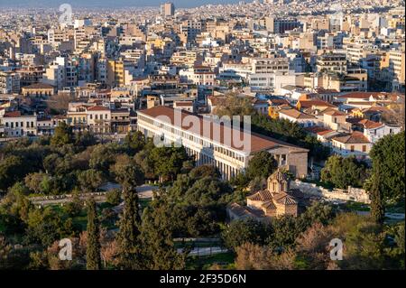 Stoa of Attalos in the old town of Athens, Greece Stock Photo