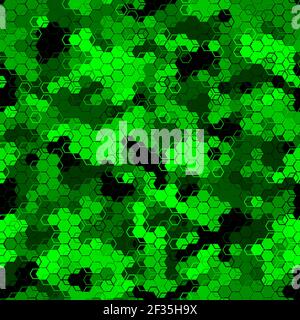 Emerald pattern of triangles, hexagons, squares. Lime, green, black colors Stock Vector