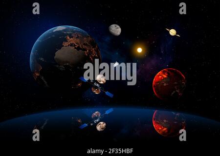 earth at the night. my world. elements of this image furnished by NASA. 3D illustration Stock Photo