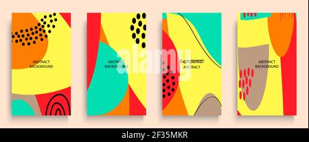 Social media stories and post creative art concept for web, graphic design. Geometric doodle minimalist pattern abstract background. Modern poster tem Stock Vector