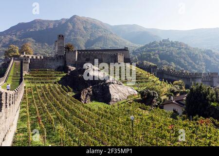Switzerland,Ticino,Bellinzona, castle Castelgrande, Stock Photo