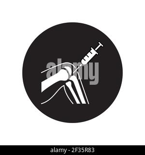 Treatment arthritis black glyph icon. Inflammation joint. Sign for web page, mobile app, button, logo Stock Vector