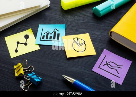 Papers with graphs and business plan or strategy development. Stock Photo