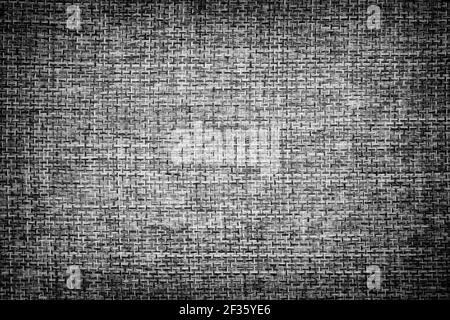 Fabric texture background. Vignette. Black and white. Close up. Stock Photo