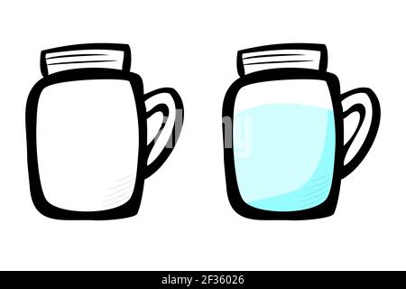 Pure water at glass, Simple Doodle Hand Draw Sketch Stock Vector