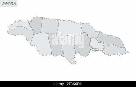 The Jamaica isolated map divided in parishes Stock Vector
