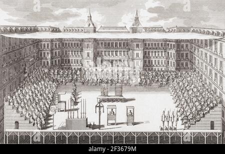 Auto-da-fé in the Plaza Mayor of Madrid, 1683. Detail of a Painting by ...