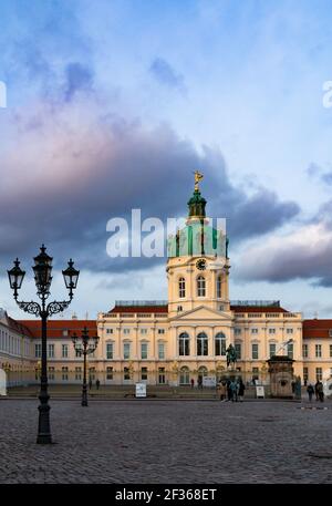 View of 17th century palace, Schloss Charlottenburg in Berlin, Germany, from outside the courtyard gate. Stock Photo