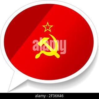 Glossy speech bubble with USSR flag isolated on white Stock Vector