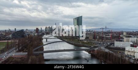 European Central Bank and financial district in Frankfurt Stock Photo