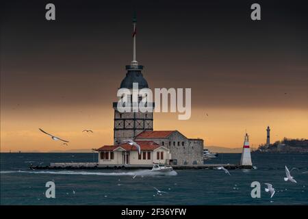 The Maiden's Tower in Uskudar district of Istanbul, Turkey Stock Photo