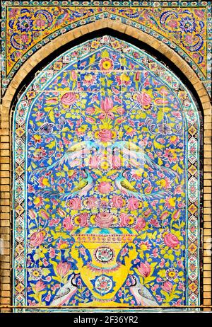 Ceramic tile artwork in Golestan Palace in Tehran, Qajar period Stock Photo