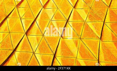 Yellow triangles in a minimalist style. A chaotic architectural specimen. Abstract geometric background Stock Photo