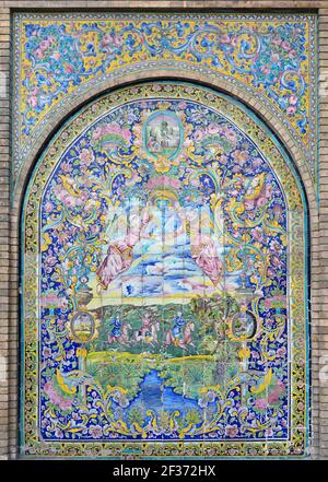 Ceramic tile artwork in Golestan Palace in Tehran, Qajar period Stock Photo