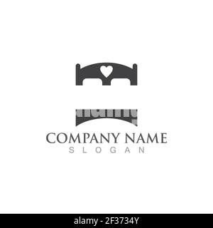 Bed logo and symbol vector image Stock Vector