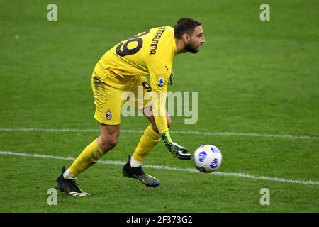 Milano, Italy. 14th Mar, 2021. Gianluigi Donnarumma of AC Milan in action during the Serie A football match between AC Milan and SSC Napoli at San Siro Stadium in Milano (Italy), March 14th, 2021. Photo Andrea Staccioli/Insidefoto Credit: insidefoto srl/Alamy Live News Stock Photo