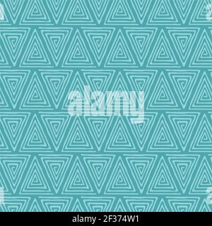 Abstract geometric background of triangles. Vector green seamless pattern. Hand draw ethnic ornament. Stock Vector