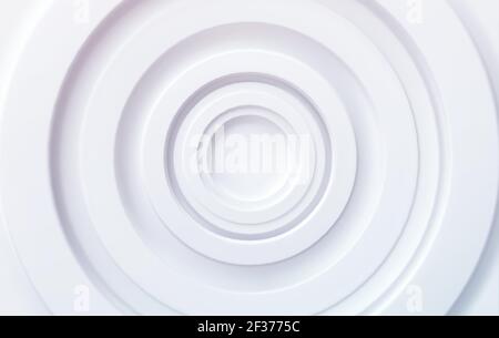 White volumetric concentric circles. Modern trending technical background for presentations, web design. Vector illustration Stock Vector