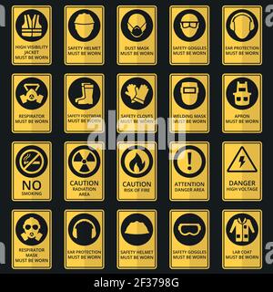 Health and safety signs. Safety equipment must be worn. Vector illustration Stock Vector