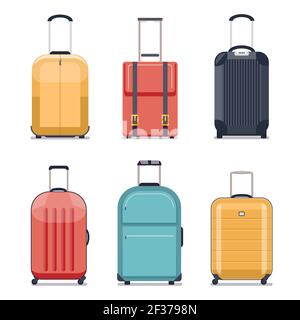 Travel luggage or travel suitcase icons. Luggage set for vacation and journey. Vector illustration Stock Vector